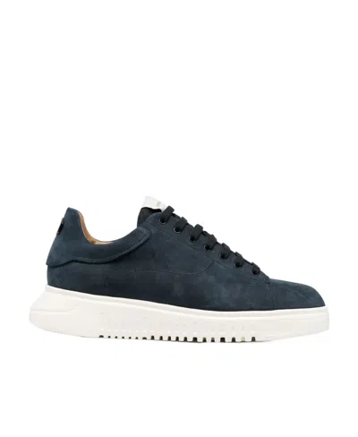 Emporio Armani Logo-patch Low-top Suede Sneakers In Black