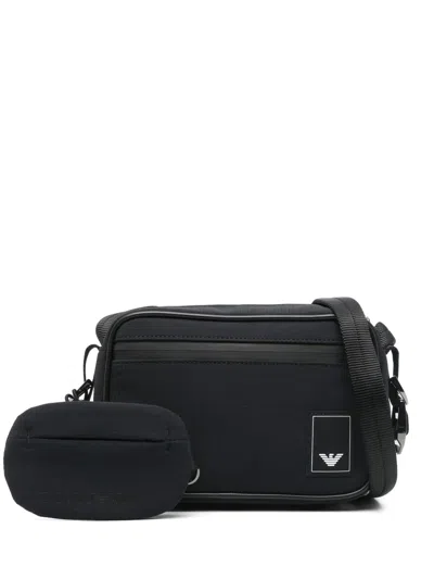Emporio Armani Logo-patch Messenger Bag In 蓝色