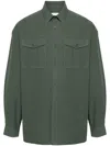Emporio Armani Logo-patch Organic Cotton Shirt In Green