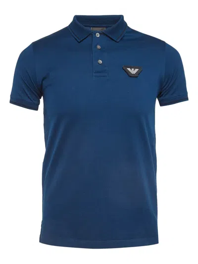 Pre-owned Emporio Armani Logo-patch Polo Shirt In Blue