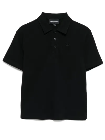 Emporio Armani Kids' Logo-patch Polo Shirt In Blue