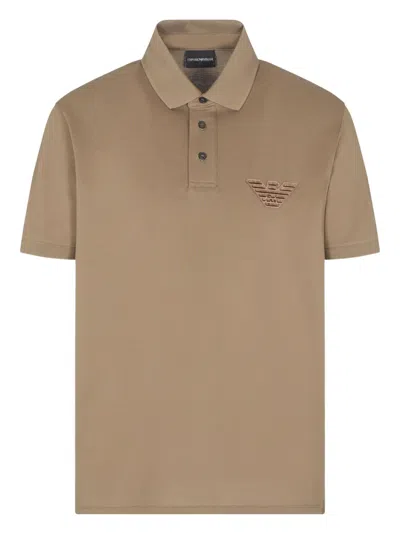 Emporio Armani Logo-patch Polo Shirt In Neutral