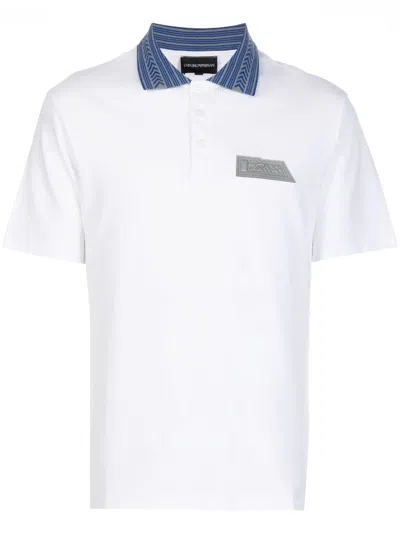 Emporio Armani Logo-patch Polo Shirt In White
