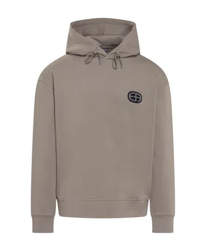 Emporio Armani Logo-patch Pullover Hoodie In Nude