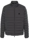 Emporio Armani Logo-patch Quilted Jacket In Grau