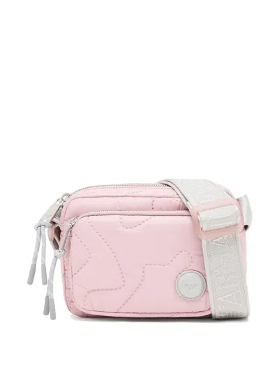 Emporio Armani Kids' Logo-patch Quilted Shoulder Bag In Pink
