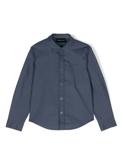 Emporio Armani Kids' Logo-patch Shirt In 蓝色