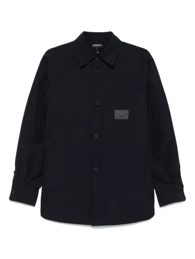 Emporio Armani Logo-patch Shirt Jacket In Blau