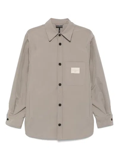 Emporio Armani Logo-patch Shirt Jacket In Neutrals