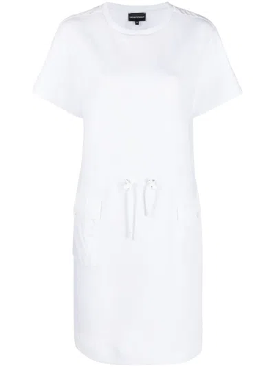 Emporio Armani Logo-patch Short-sleeve Dress In White