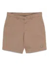 Emporio Armani Brown Logo Cotton Shorts In Brown