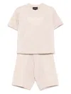 Emporio Armani Logo-patch Shorts Set In Brown