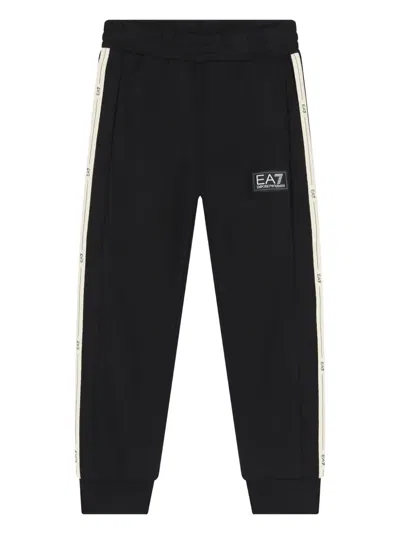 Emporio Armani Kids' Logo-patch Side-stripe Track Pants In Black