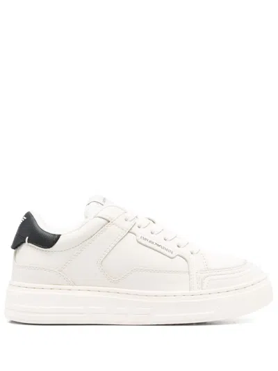 Emporio Armani Logo-patch Sneakers In White