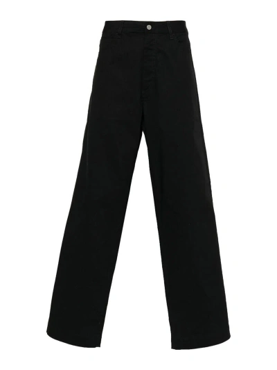 Emporio Armani Logo Patch Straight Leg Pants In Black