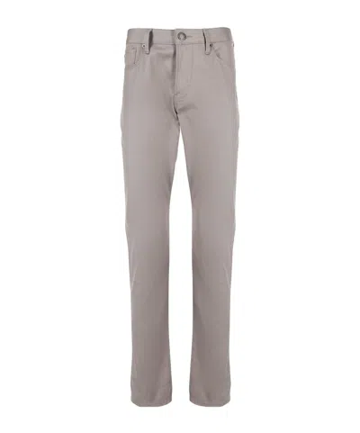 Emporio Armani Logo-patch Straight Leg Trousers In Gray