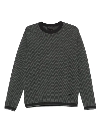 Emporio Armani Logo-patch Sweater In Green