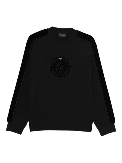 Emporio Armani Logo-patch Sweatshirt In Black