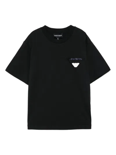 Emporio Armani Kids' Logo-patch T-shirt In Black