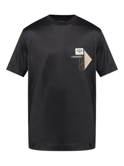 Emporio Armani Logo-patch T-shirt In Black