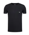 Emporio Armani Official Store Asv T-shirt Aus Jersey-lyocell-mischung Mit Zweifarbigem Mikroadler In Black