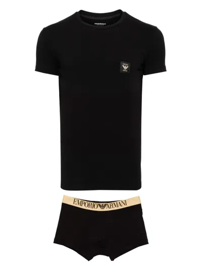 Emporio Armani Logo-patch T-shirt In Black