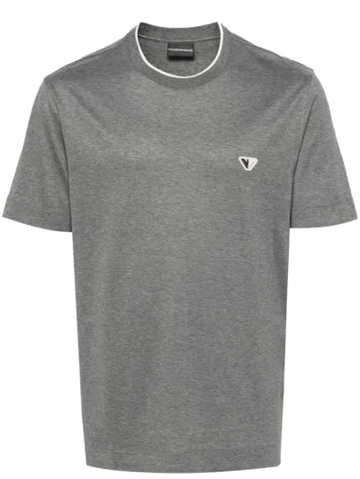 Emporio Armani Logo-patch T-shirt In Grey