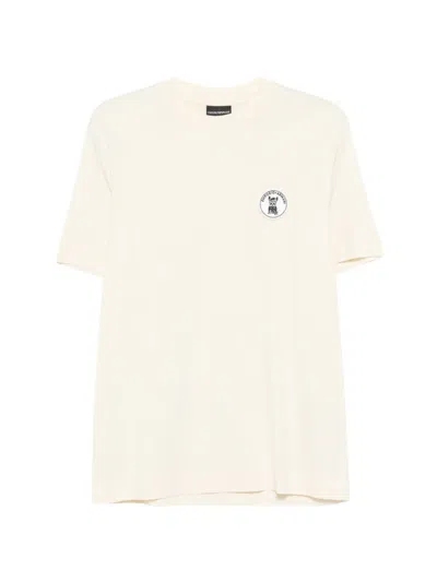 Emporio Armani Logo-patch T-shirt In Metallic