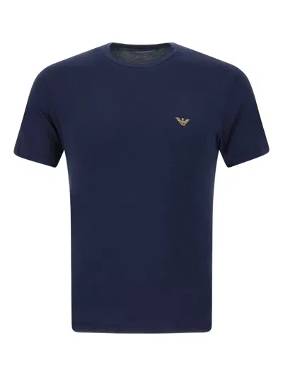 Emporio Armani Logo-patch T-shirts (pack Of Two) In Blue