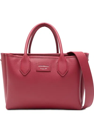 Emporio Armani Logo-patch Tote Bag In Red