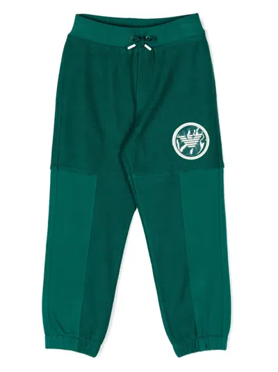 Emporio Armani Kids' Logo-patch Track Pants In Green
