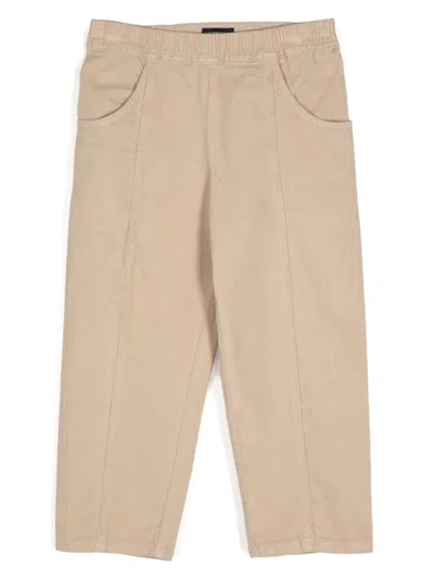 Emporio Armani Kids' Logo-patch Trousers In Neutrals