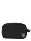 Emporio Armani Logo Patch Zipped Clutch Bag In Black