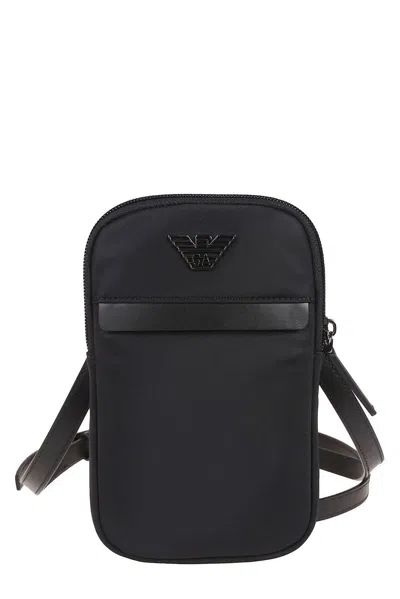 Emporio Armani Logo Patch Zipped Wallet In Black