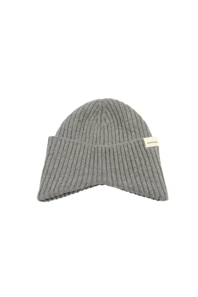 Emporio Armani Ribbed Beanie In Grey