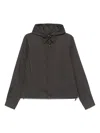 Emporio Armani Adjustable Cuffs Hooded Jacket With Side Pockets In Brown