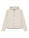 Emporio Armani Nylon Jacket With Adjustable Hem And Detachable Hood In Neutrals