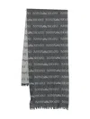Emporio Armani Wool-blend Scarf With All-over Jacquard Lettering In Gray