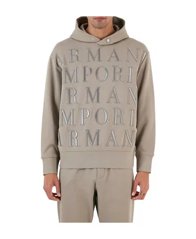 Emporio Armani Logo Pattern Sweater In Nude