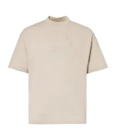 Emporio Armani Logo Pattern T-shirt In Nude