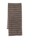Emporio Armani Monogram-pattern Knitted Scarf In Brown