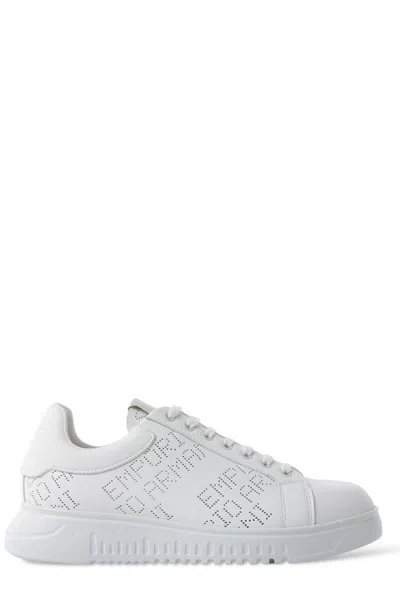 Emporio Armani Logo Perforated Low In White