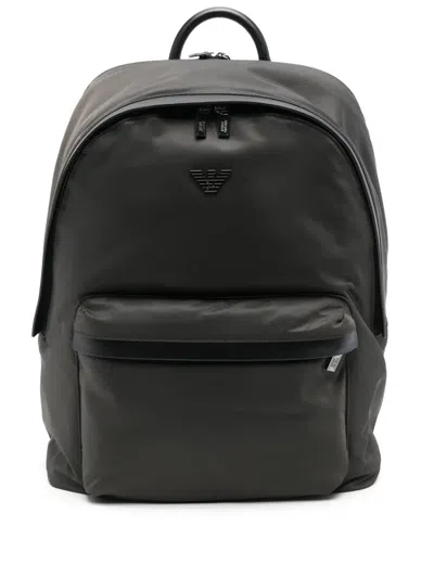 Emporio Armani Logo-plaque Backpack In Green