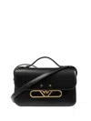 Emporio Armani Smooth Leather Shoulder Bag With Metal Eagle Logo In Black