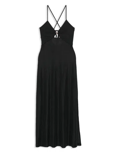 Emporio Armani Logo-plaque Beach Dress In Black