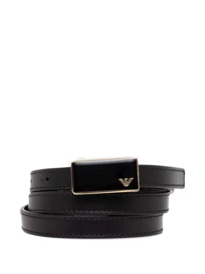 Emporio Armani Logo Plaque Belt In Black