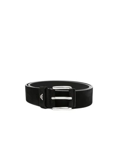 Emporio Armani Logo-plaque Belt In Black