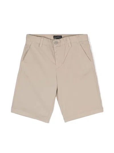 Emporio Armani Kids' Logo-plaque Bermuda Shorts In Neutrals