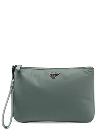 Emporio Armani Logo-plaque Clutch Bag In Green