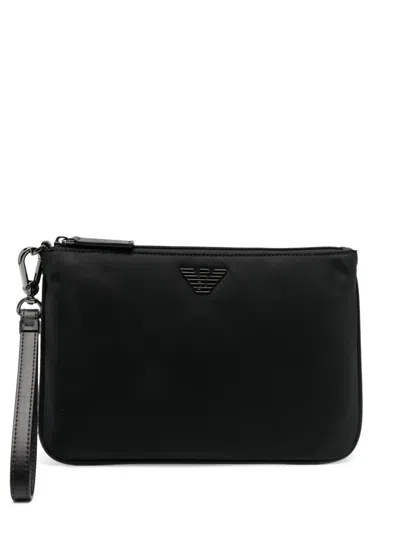Emporio Armani Logo-plaque Clutch Bag In Black